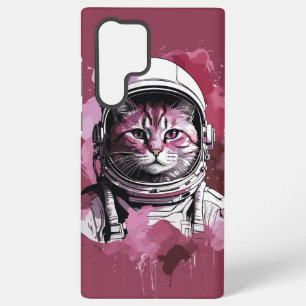 Rode Waterverf Astronaut Cat Samsung Galaxy Hoesje