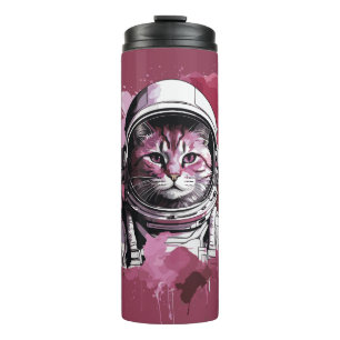 Rode Waterverf Astronaut Cat Thermosbeker