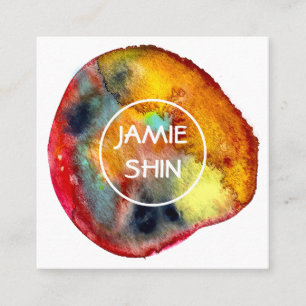 Rode Waterverf Blob getextureerde marine Vierkante Visitekaartje