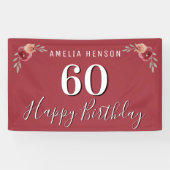 Rode Waterverf Bloem 60e verjaardag Spandoek (Horizontaal)