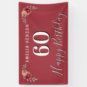 Rode Waterverf Bloem 60e verjaardag Spandoek (Verticaal)