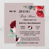 Rode Waterverf Bloem Baby shower Kaart (Voorkant / Achterkant)