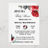 Rode Waterverf Bloem Baby shower Kaart (Voorkant / Achterkant)