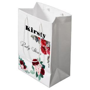 Rode Waterverf Bloem Baby shower Medium Cadeauzakje