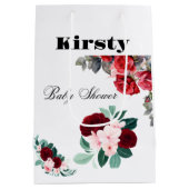 Rode Waterverf Bloem Baby shower Medium Cadeauzakje (Achterkant)