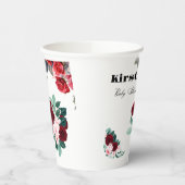 Rode Waterverf Bloem Baby shower Papieren Bekers (Links)