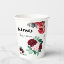 Rode Waterverf Bloem Baby shower