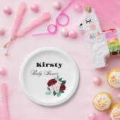 Rode Waterverf Bloem Baby shower Papieren Bordje (Feest)