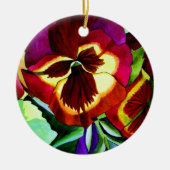 Rode waterverf bloem keramisch ornament (Voorkant)