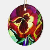 Rode waterverf bloem keramisch ornament (Links)