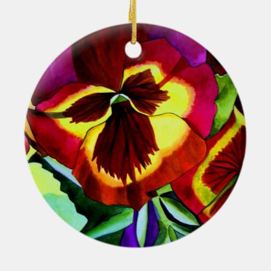 Rode waterverf bloem keramisch ornament (Achterkant)