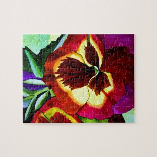 Rode waterverf bloem legpuzzel (Horizontaal)