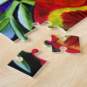 Rode waterverf bloem legpuzzel (Zijkant)