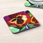 Rode waterverf bloem onderzetter (Linkerzijde)