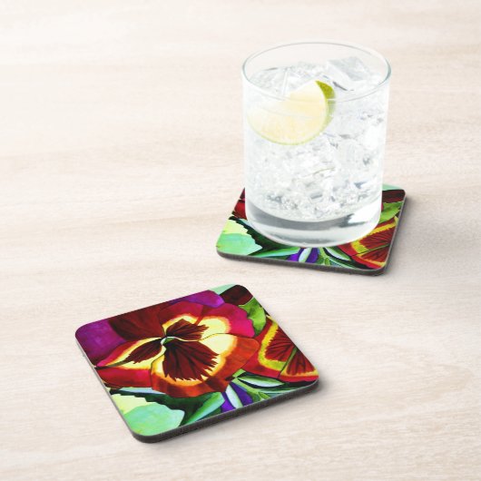 Rode waterverf bloem onderzetter (Rechterzijde)