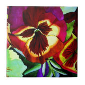 Rode waterverf bloem tegeltje (Voorkant)