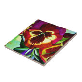 Rode waterverf bloem tegeltje (Zijkant)