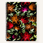 Rode Waterverf bloemen 3 Notitieboek (Voorkant)
