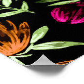 Rode Waterverf bloemen 3 Poster (Hoek)