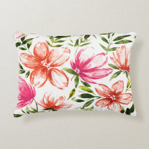Rode waterverf bloemen 5 accent kussen