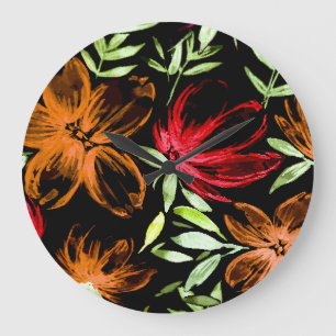 Rode Waterverf Bloemen 6 Grote Klok