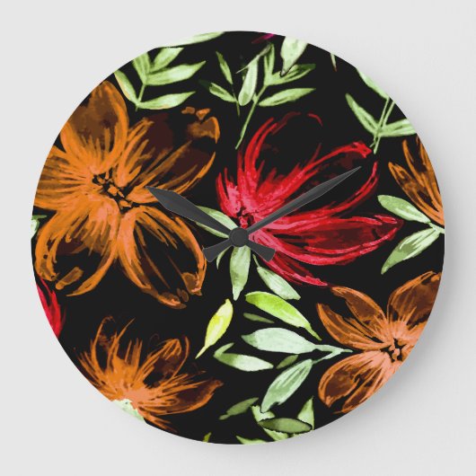 Rode Waterverf Bloemen 6 Grote Klok (Voorkant)