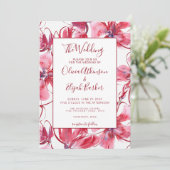 Rode Waterverf Bloemen Bruiloft Kaart (Staand voorkant)