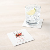 Rode Waterverf Bloemen Bruiloft Save The Date Kartonnen Onderzetters (Insitu)