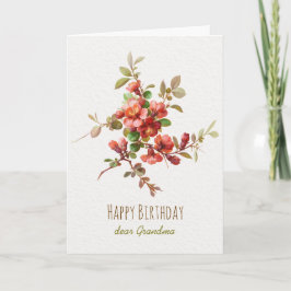 Rode waterverf bloemen CC0147 Happy Birthday Kaart