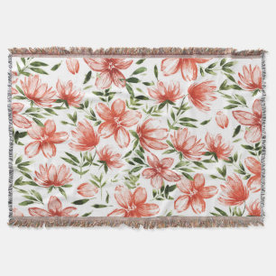 Rode Waterverf bloemen Deken