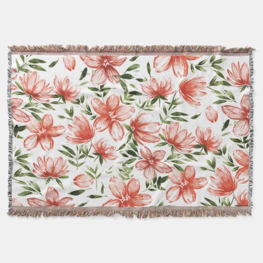 Rode Waterverf bloemen Deken (Voorkant)