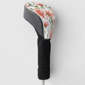 Rode Waterverf bloemen Golfheadcover (Schuin)