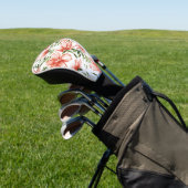 Rode Waterverf bloemen Golfheadcover (Insitu)