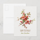 Rode waterverf bloemen Happy Birthday lieve oma Briefkaart (Voorkant / Achterkant)