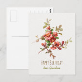 Rode waterverf bloemen Happy Birthday lieve oma Briefkaart (Voorkant / Achterkant)