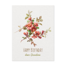 Rode waterverf bloemen Happy Birthday lieve oma