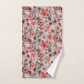 Rode waterverf bloemen op beige. bad handdoek (Handdoek)