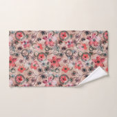 Rode waterverf bloemen op beige. bad handdoek (Handdoek)