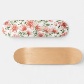 Rode Waterverf bloemen Persoonlijk Skateboard (Horizontaal)