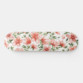 Rode Waterverf bloemen Persoonlijk Skateboard (Horizontaal)
