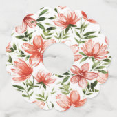 Rode Waterverf bloemen Wijnglaslabel (Achterkant)