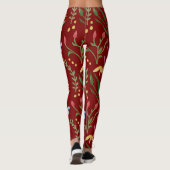 Rode Waterverf Bloemen Zwart Roze Blauw Geel Leggings (Achterkant)