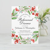 Rode Waterverf bloemenrepetitie diner Kaart (Staand voorkant)