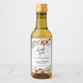 Rode Waterverf bloesems Bedankt voor je bruiloft. Wijn Etiket (Voorkant)