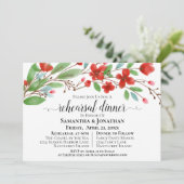 Rode Waterverf bloesems bruiloft repetitie diner Kaart (Staand voorkant)