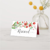 Rode Waterverf bloesems Elegant Wedding Gereservee Plaatskaartje (Achterkant)