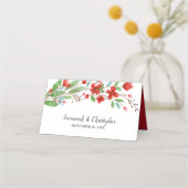 Rode Waterverf bloesems Elegant Wedding Plaatskaartje (Achterkant)