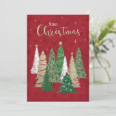 Rode Waterverf Boom Kerstfeest Uitnodiging (Staand voorkant)