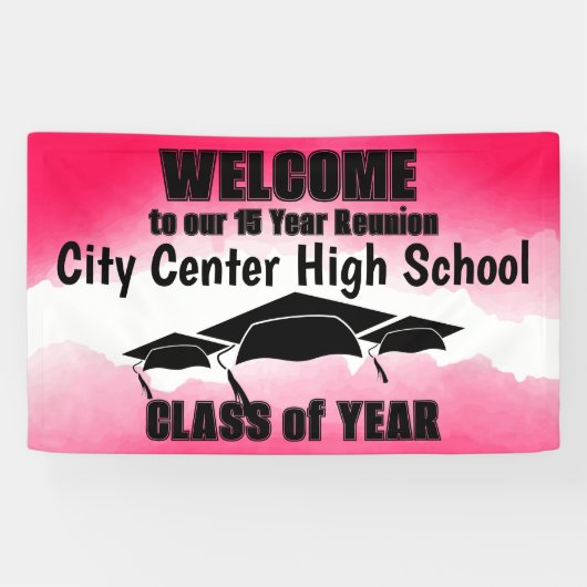 Rode Waterverf Border Class Reunion Welkom Spandoek (Horizontaal)