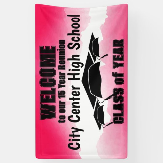 Rode Waterverf Border Class Reunion Welkom Spandoek (Verticaal)